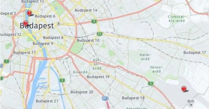 Tour map for Budapest Christmas Markets - 4 Nights