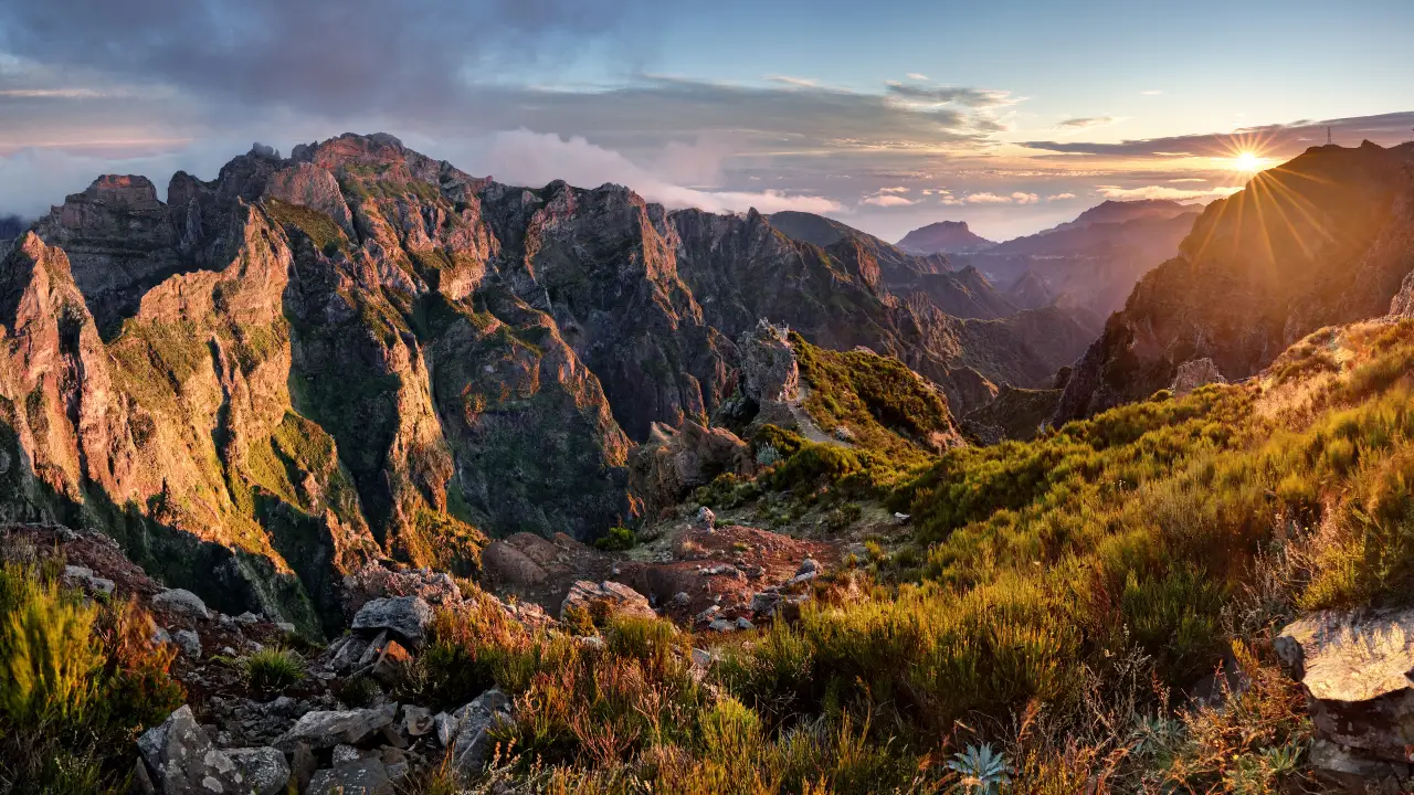 Walkers looking over the coastline in Madeira